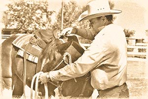 Matt and horse sepia photo